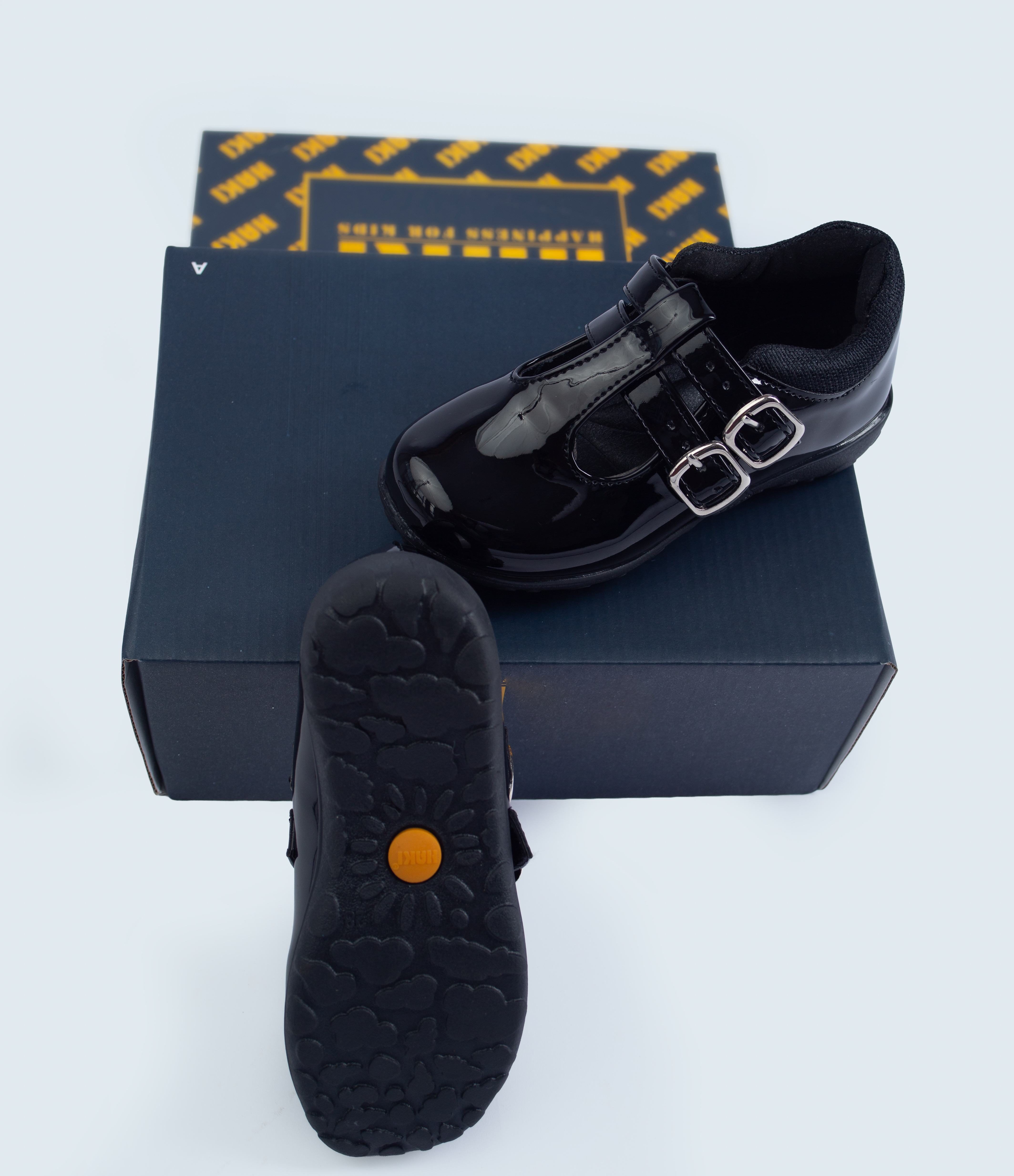 Girls' Patent Double Buckle School Shoes