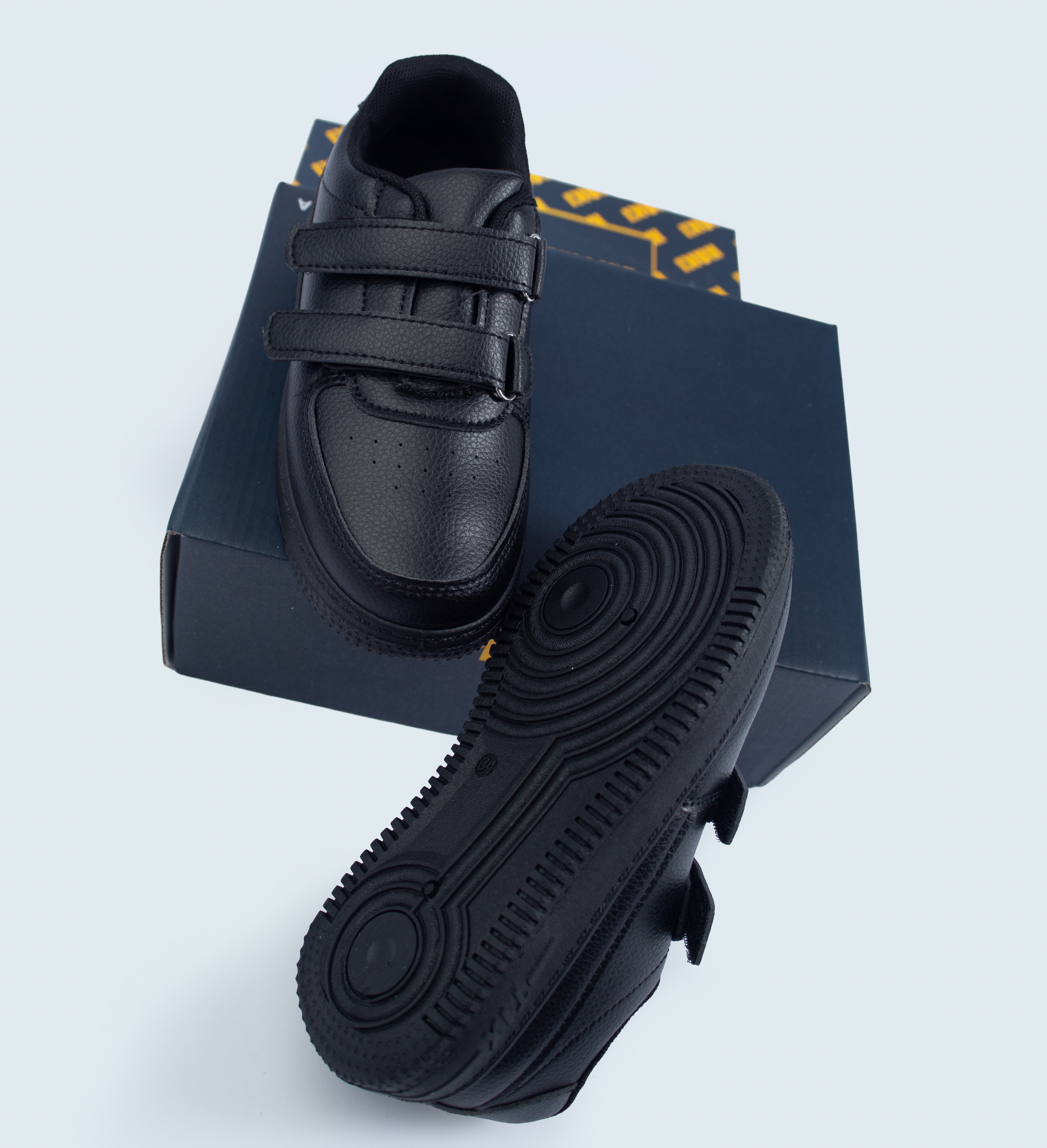 Black Dual Strap School Sneakers