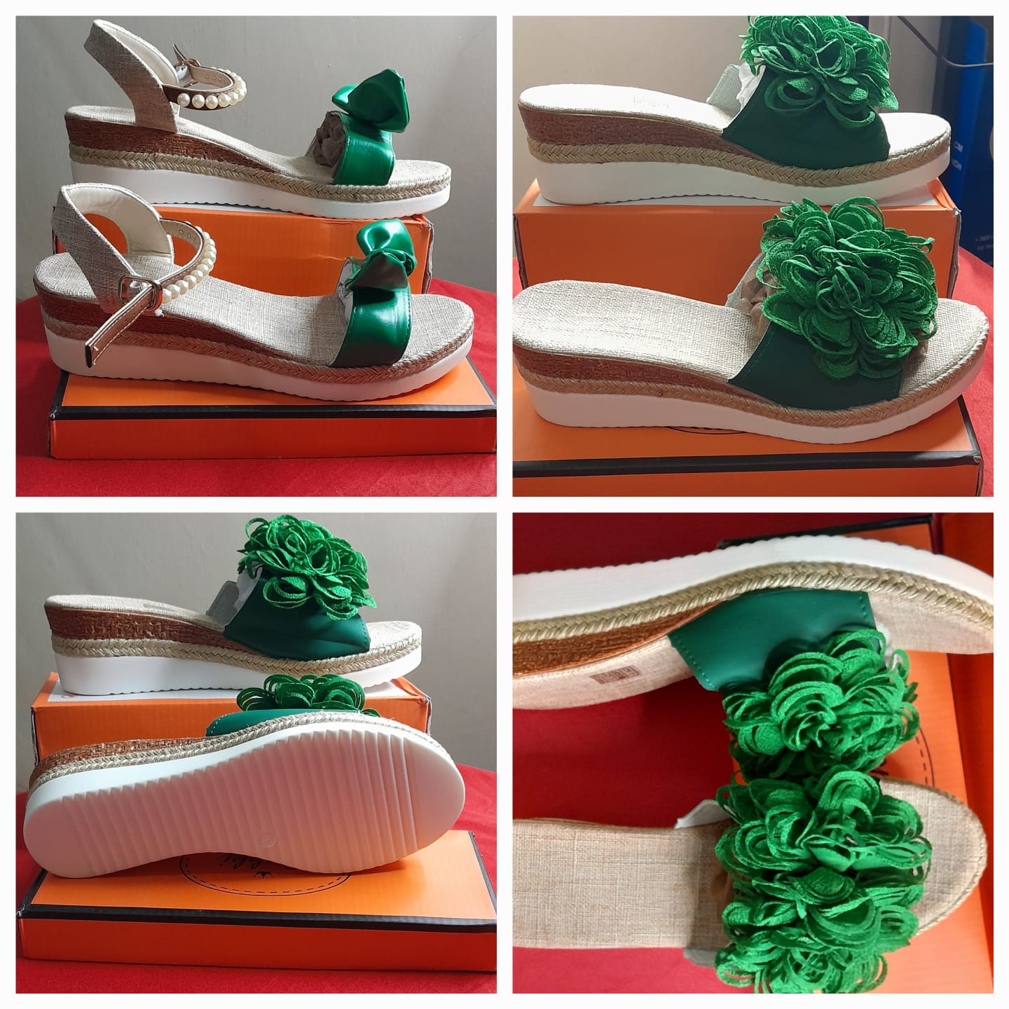 Emerald Bloom Platform Sandals